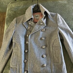 Forever 21 Women's Gray Double-Breasted Pea Coat